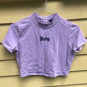 Purple baby crew neck crop top